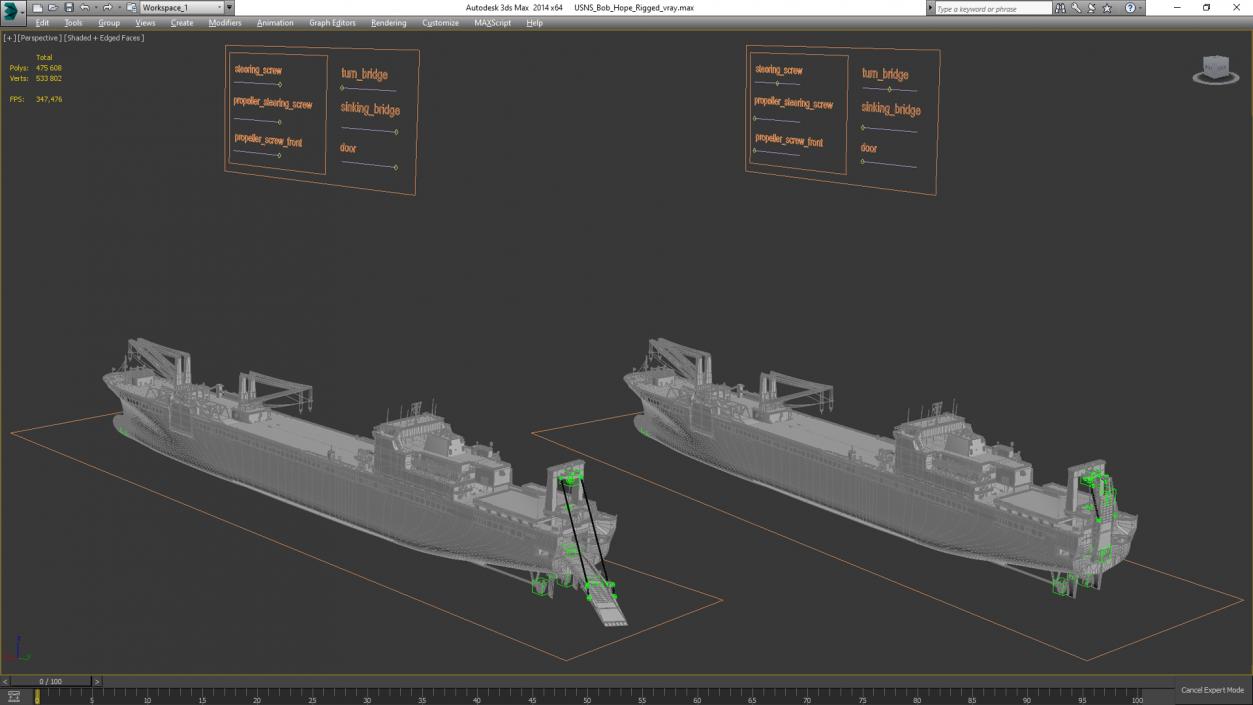 3D model USNS Bob Hope Rigged