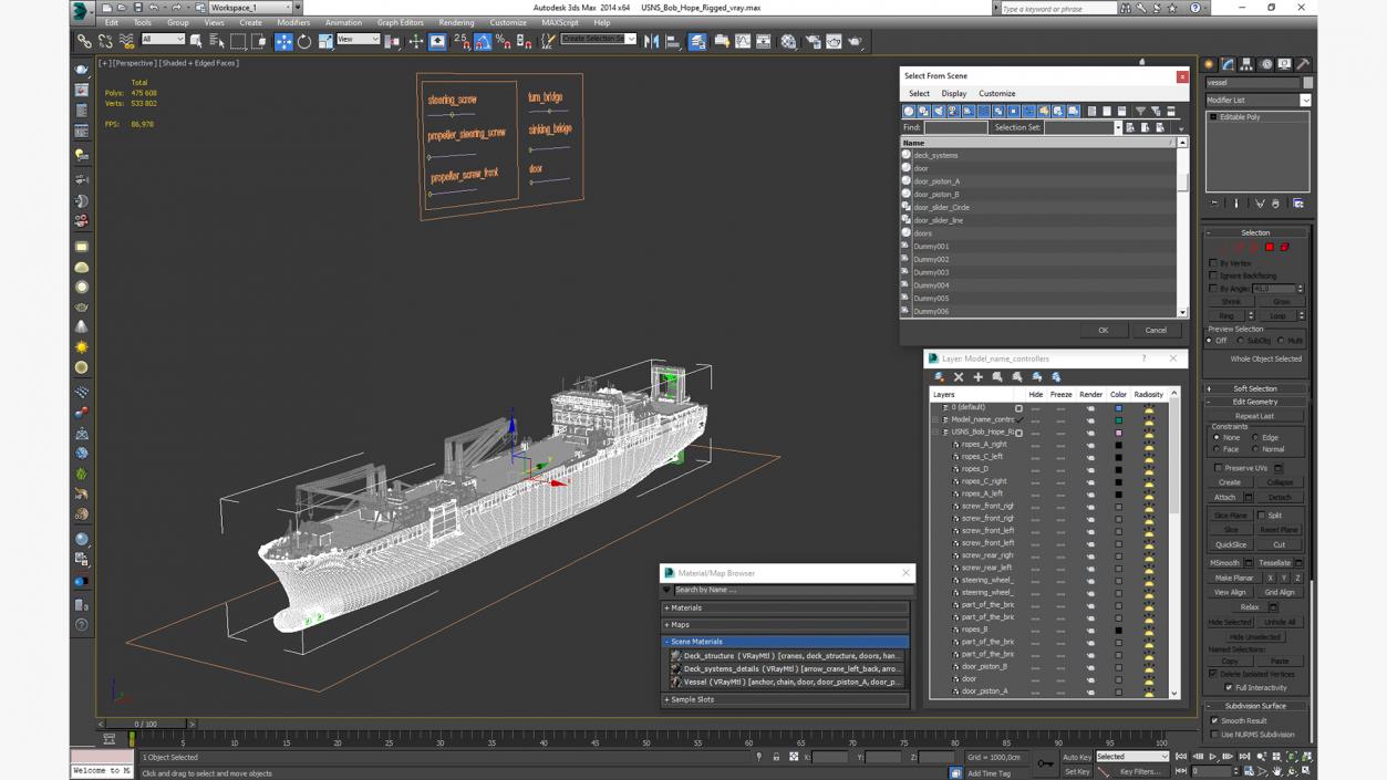 3D model USNS Bob Hope Rigged