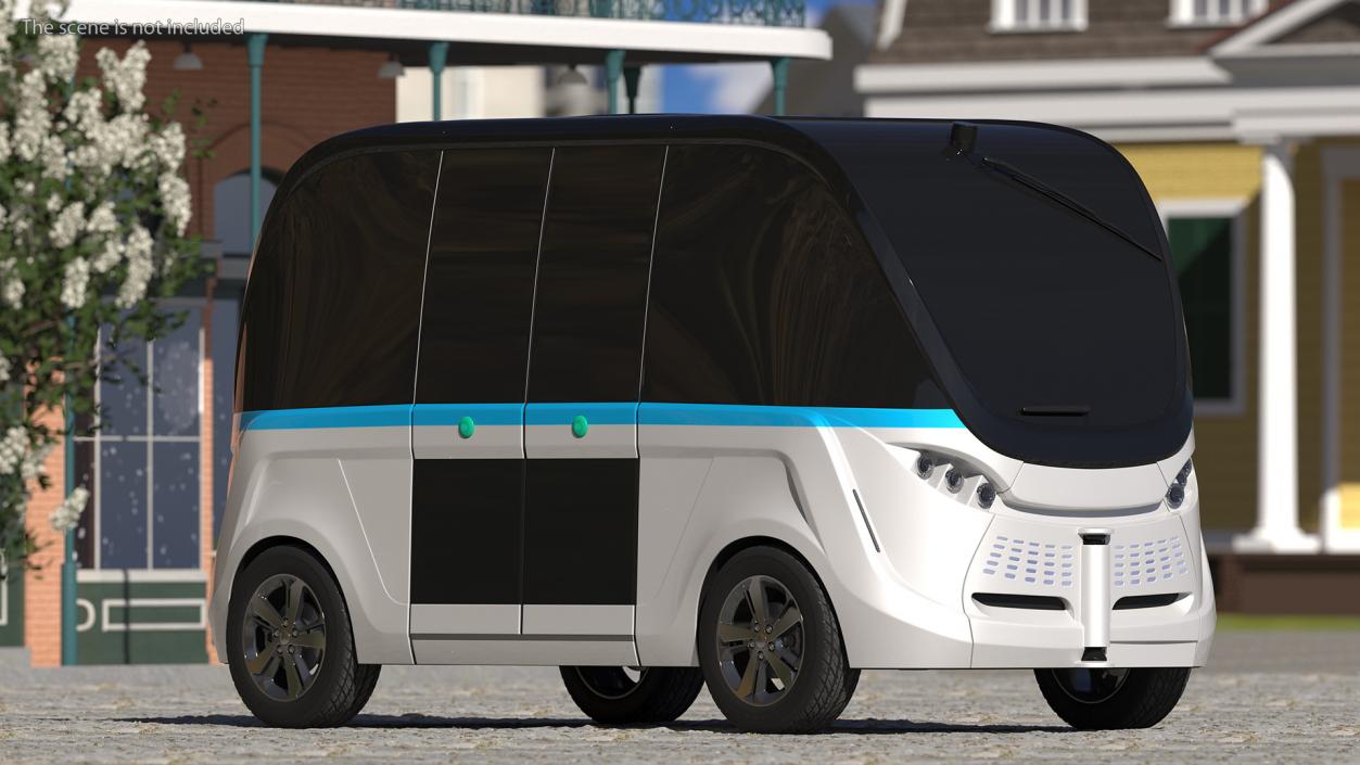 Electric Driverless Bus Exterior Only 3D