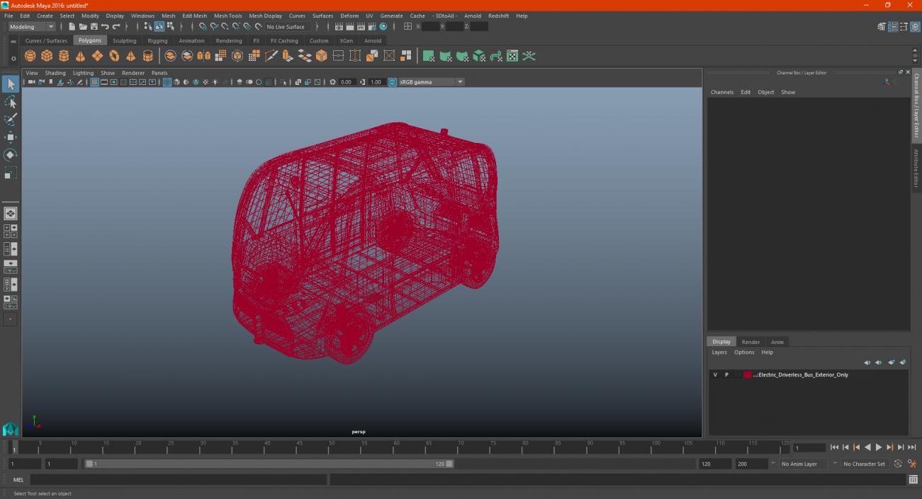 Electric Driverless Bus Exterior Only 3D