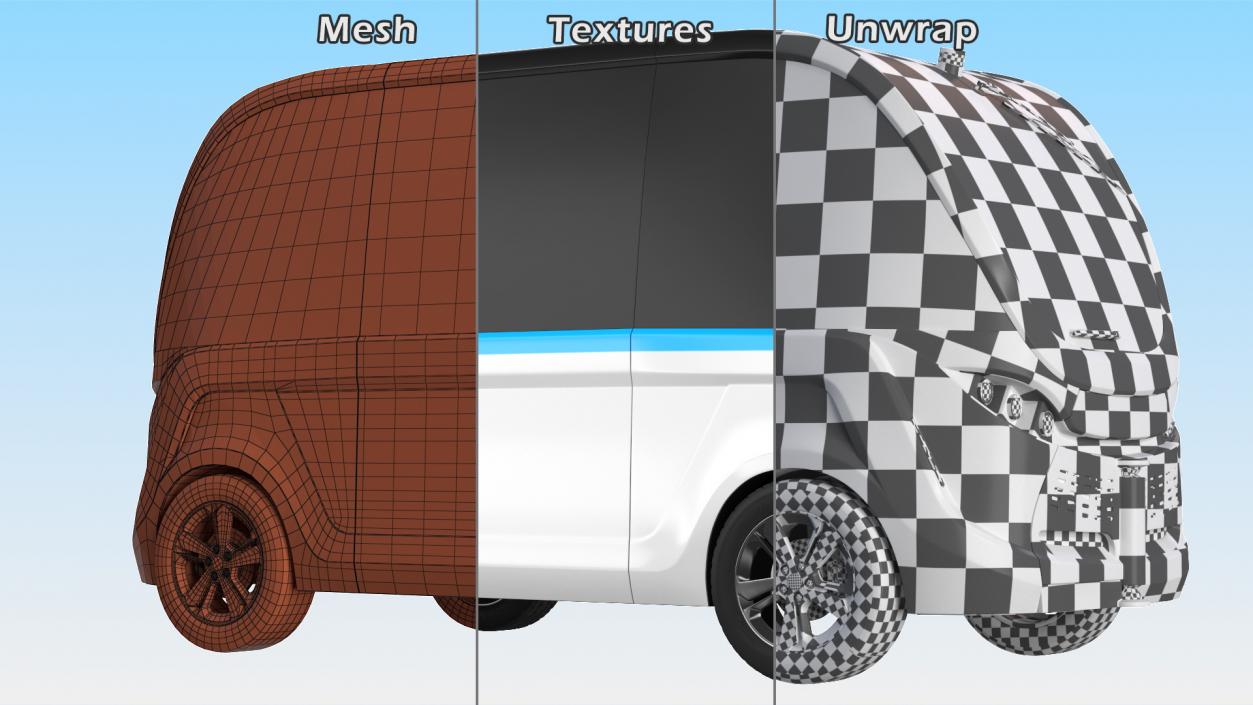 Electric Driverless Bus Exterior Only 3D