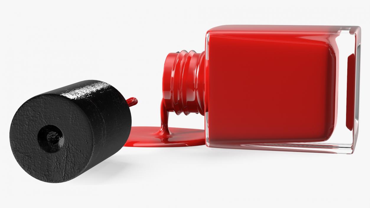 3D Spilled Red Nail Polish model