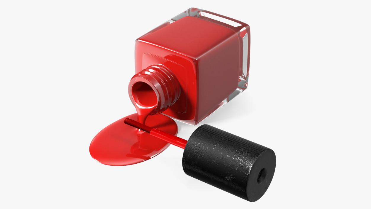 3D Spilled Red Nail Polish model