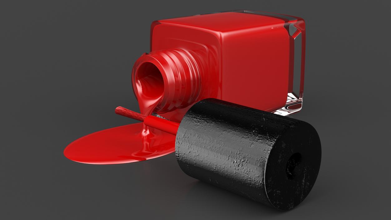 3D Spilled Red Nail Polish model