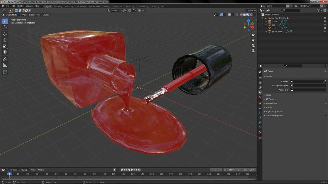 3D Spilled Red Nail Polish model