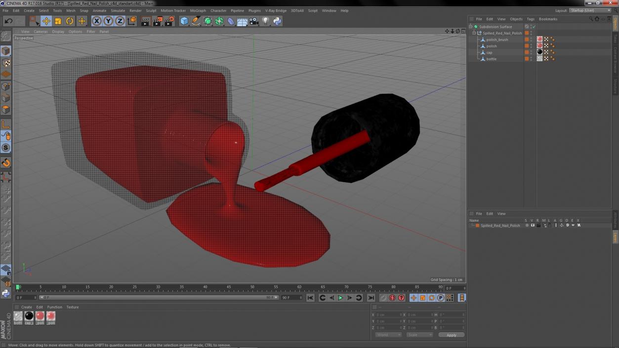 3D Spilled Red Nail Polish model