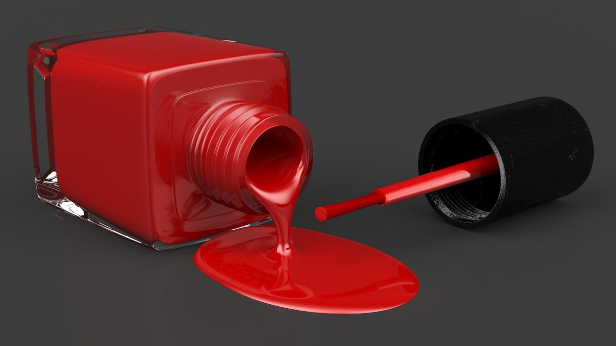 3D Spilled Red Nail Polish model