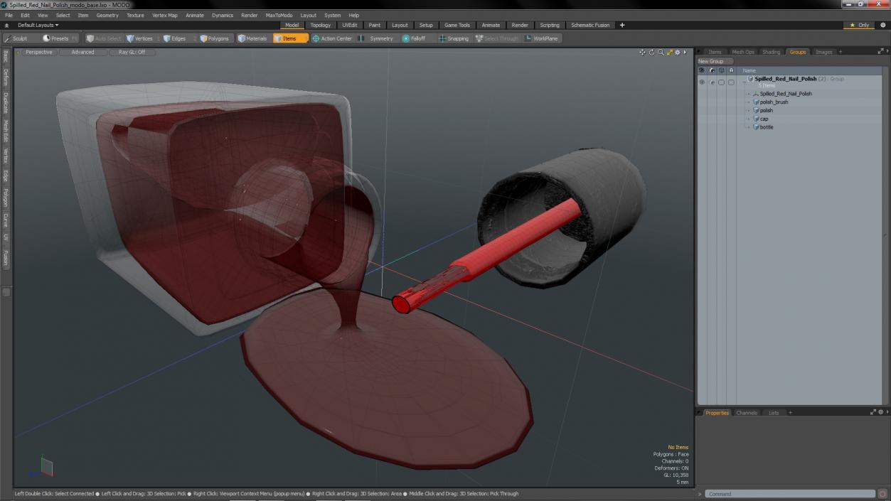 3D Spilled Red Nail Polish model