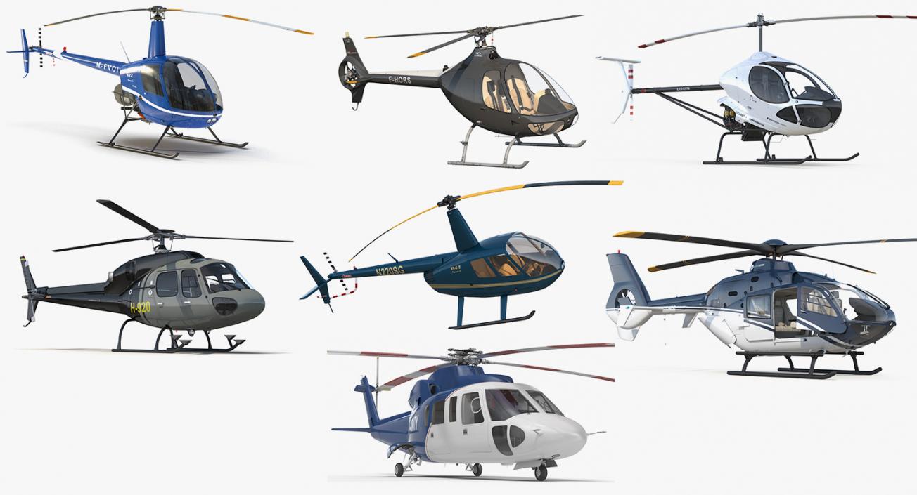 Rigged Private Helicopters Collection 5 3D model