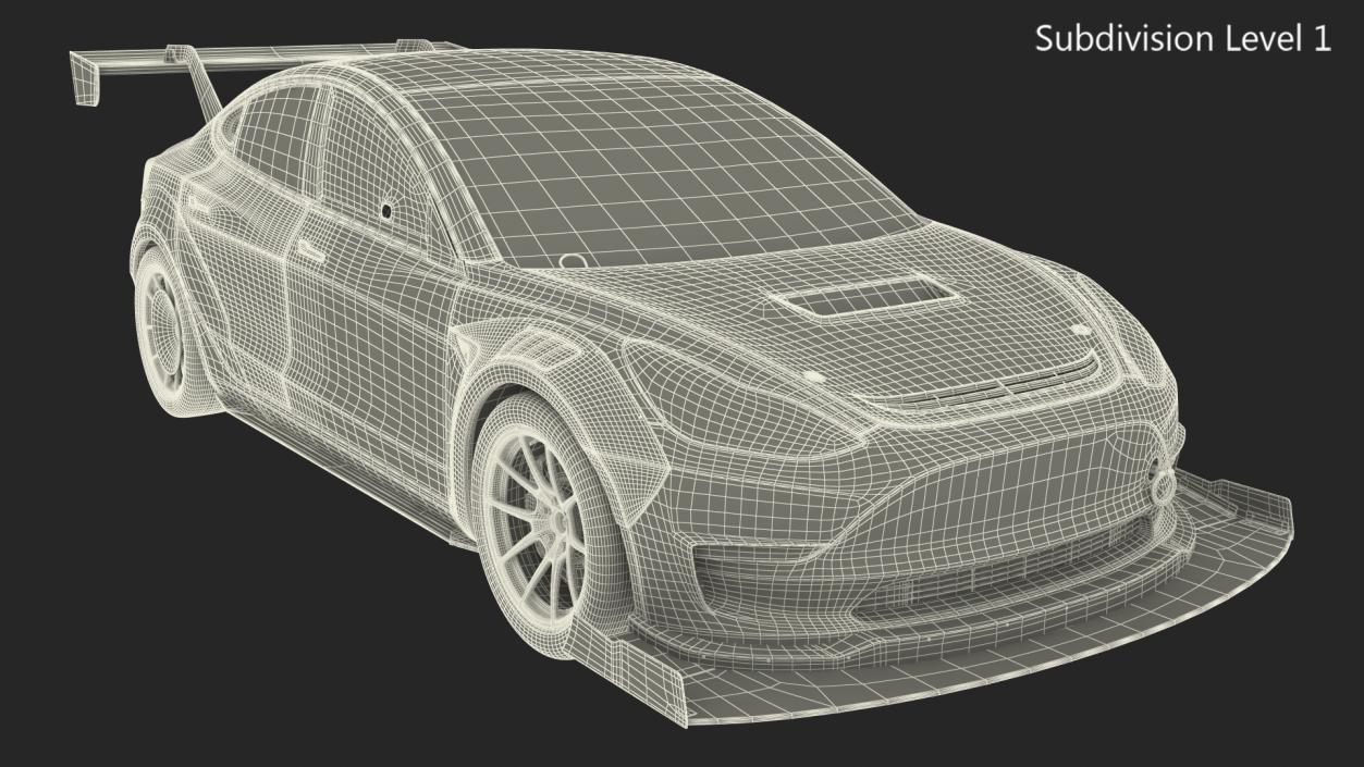 3D Tesla Model 3 Race Car Rigged for Maya model