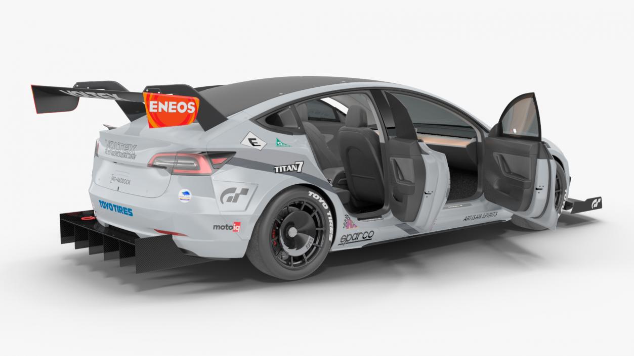 Tesla Model 3 Race Car Rigged 3D model