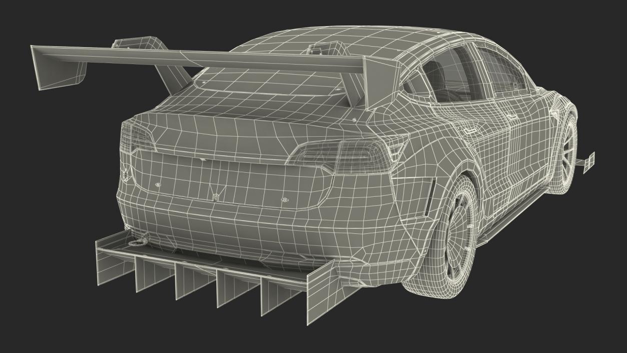 Tesla Model 3 Race Car Rigged 3D model