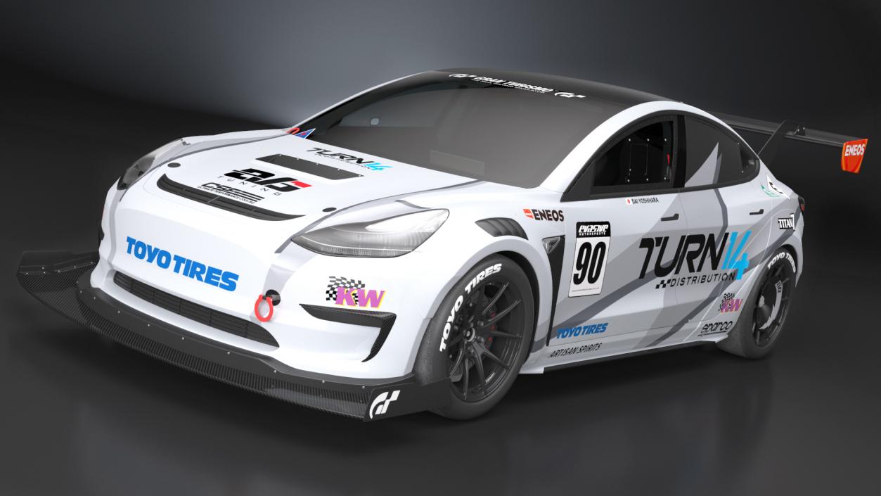 Tesla Model 3 Race Car Rigged 3D model