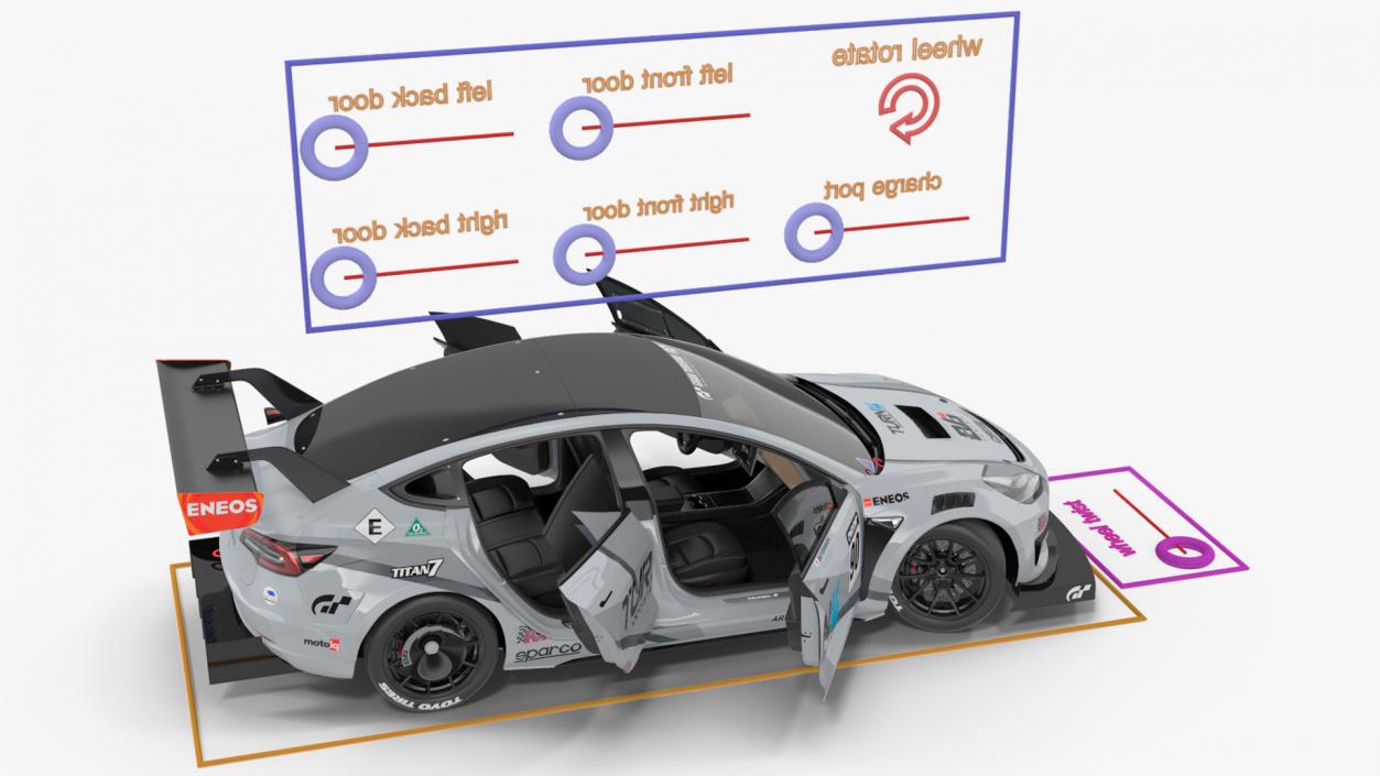 Tesla Model 3 Race Car Rigged 3D model