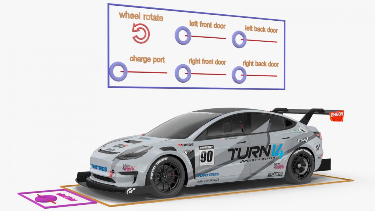 Tesla Model 3 Race Car Rigged 3D model