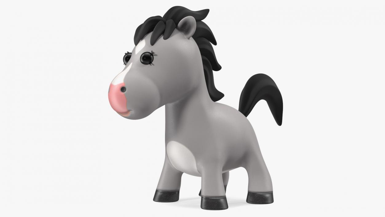 Cartoon White Horse Neutral Pose 3D