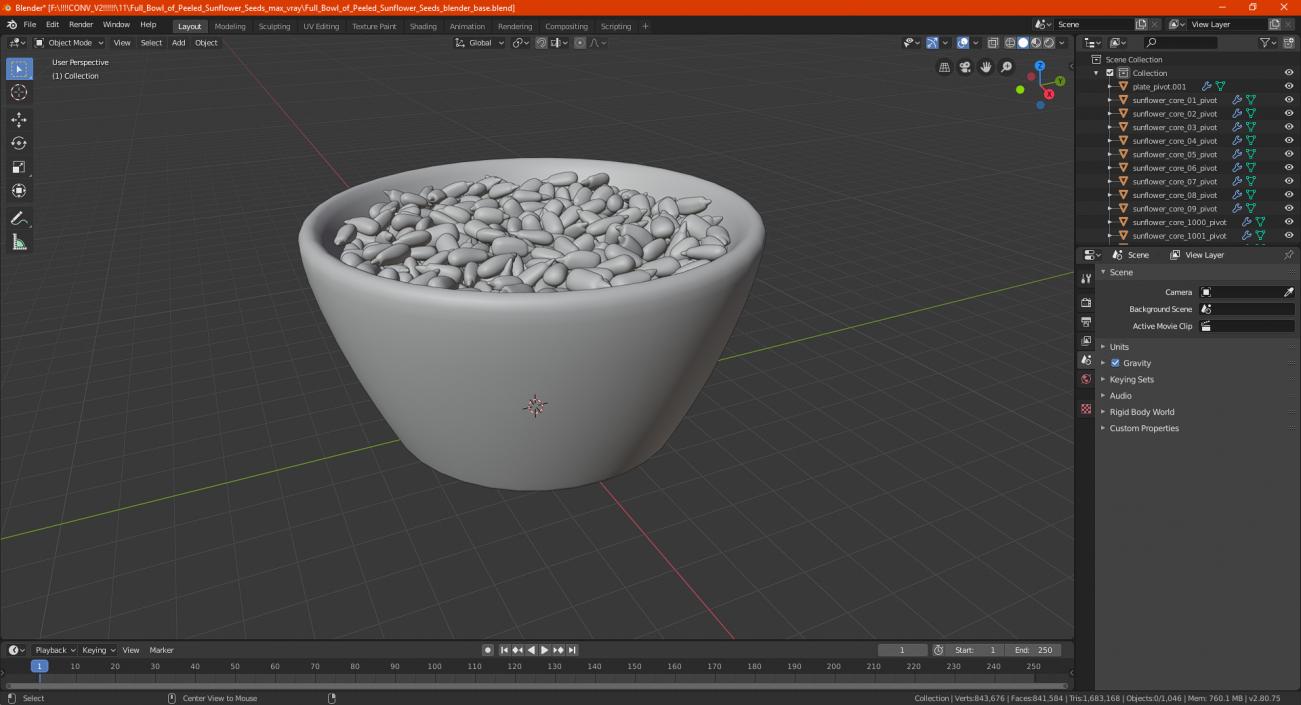 3D model Full Bowl of Peeled Sunflower Seeds