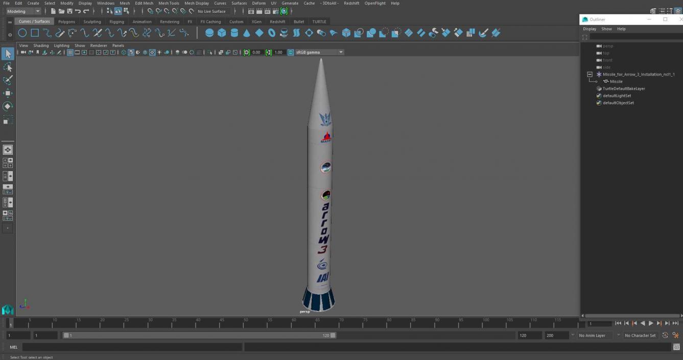 Missile for Arrow-3 Installation 3D