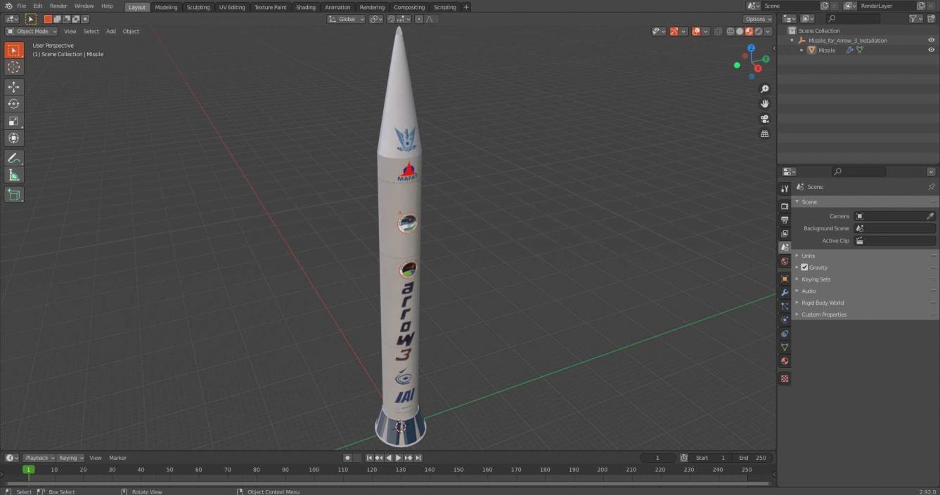 Missile for Arrow-3 Installation 3D