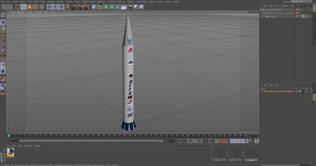 Missile for Arrow-3 Installation 3D