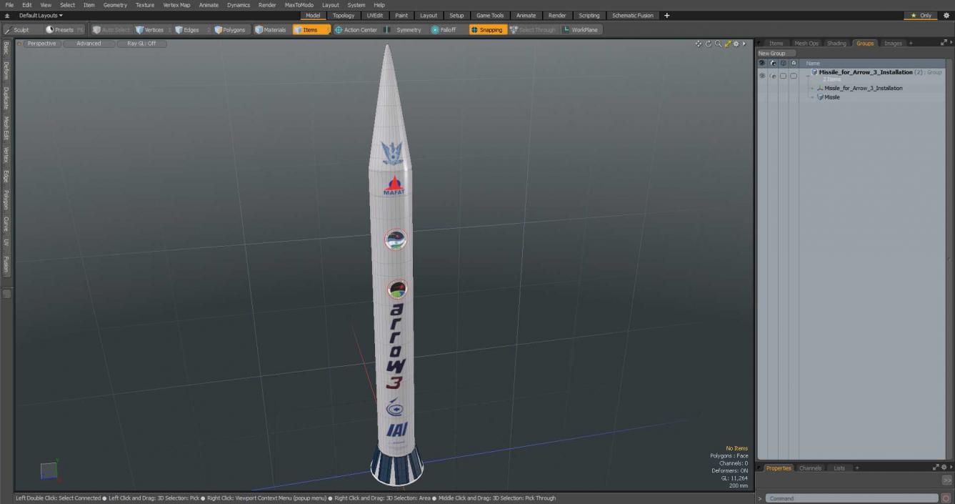 Missile for Arrow-3 Installation 3D