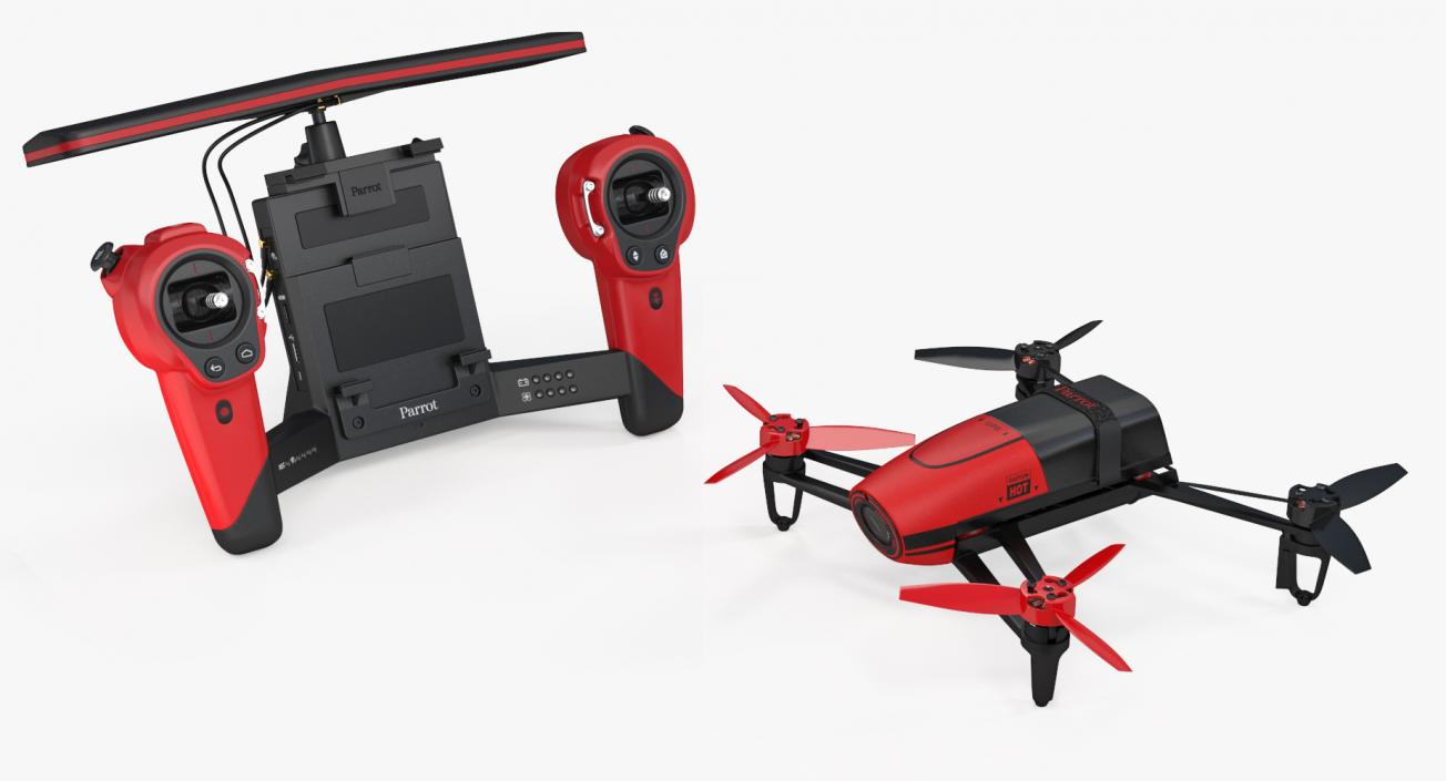 3D model Parrot Bebop Quadcopter Drone Set Rigged