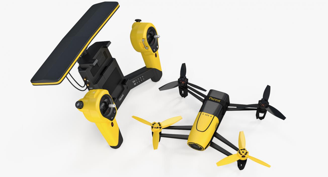 3D model Parrot Bebop Quadcopter Drone Set Rigged