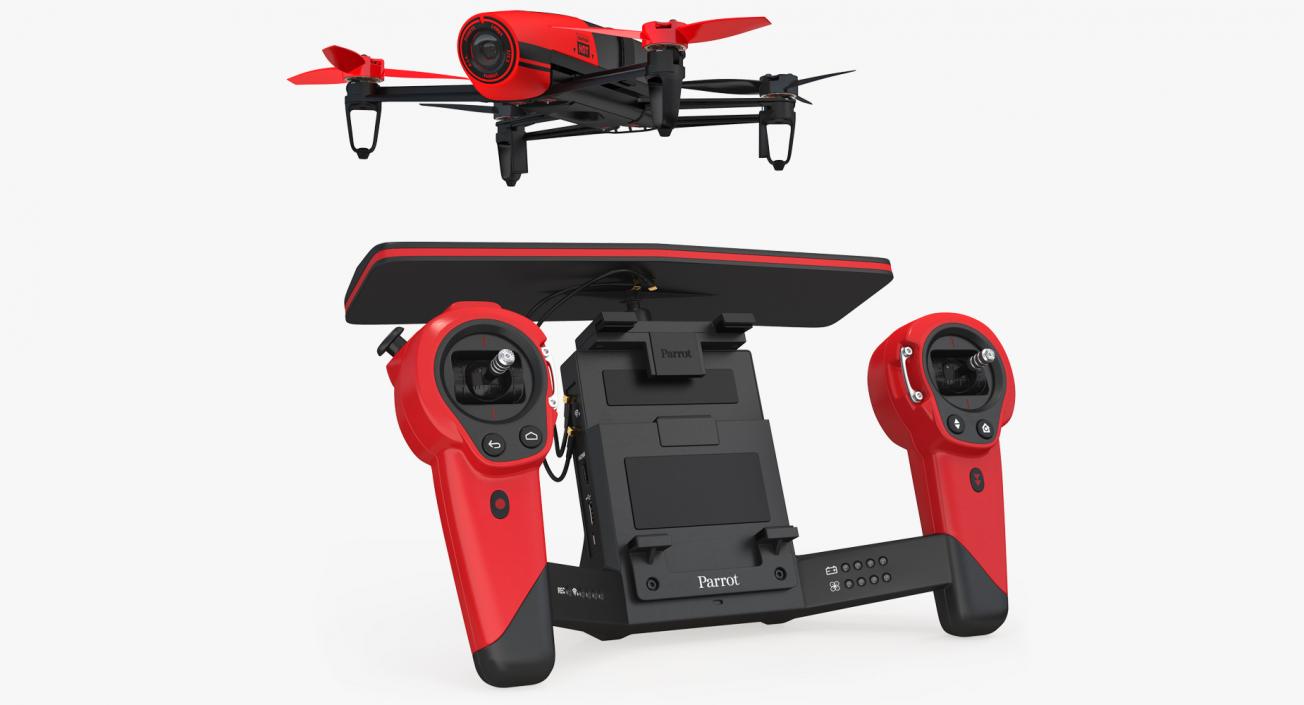 3D model Parrot Bebop Quadcopter Drone Set Rigged