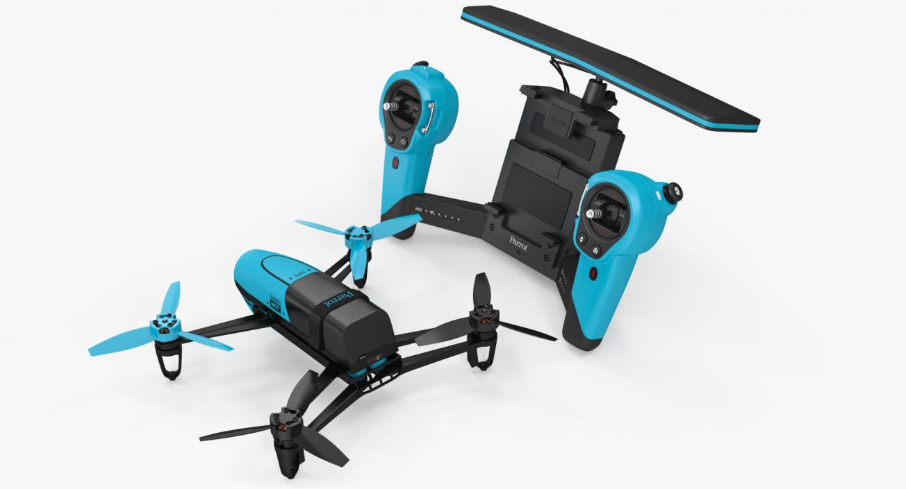 3D model Parrot Bebop Quadcopter Drone Set Rigged