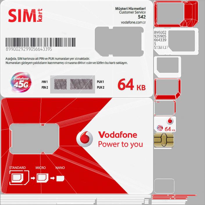 Vodafone Sim Card 3D