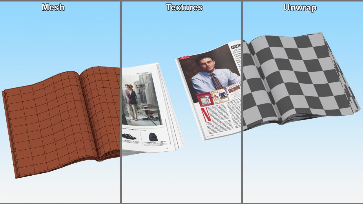 3D Open Forbes and Esquire Magazines model