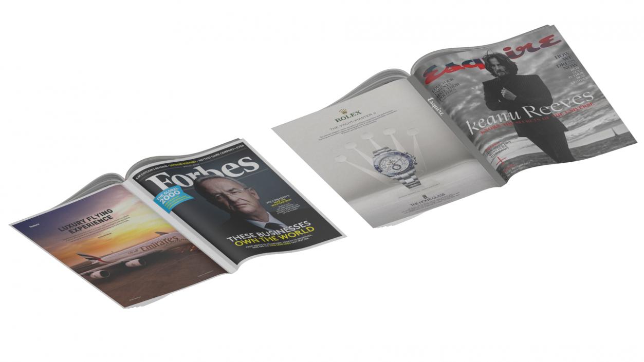 3D Open Forbes and Esquire Magazines model