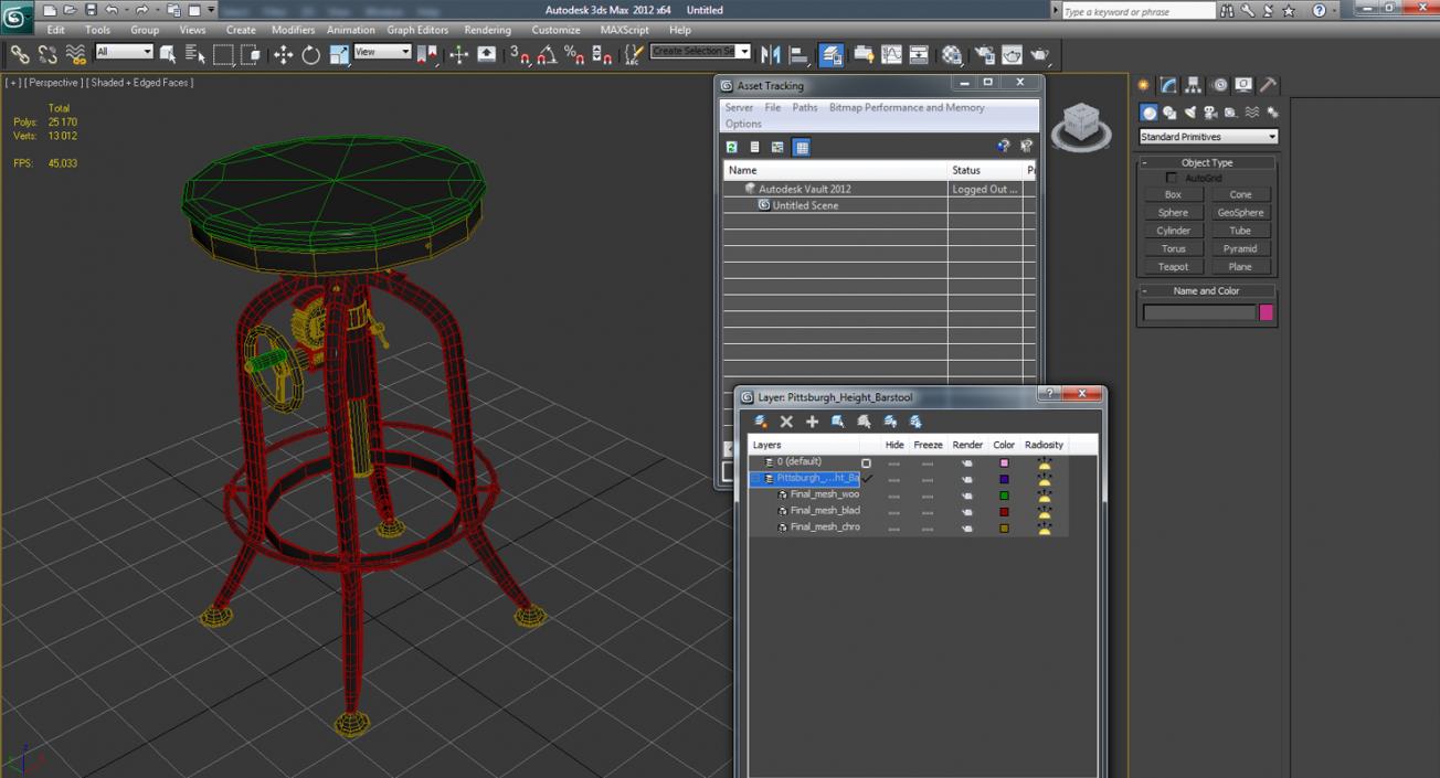 3D Pittsburgh Height Barstool