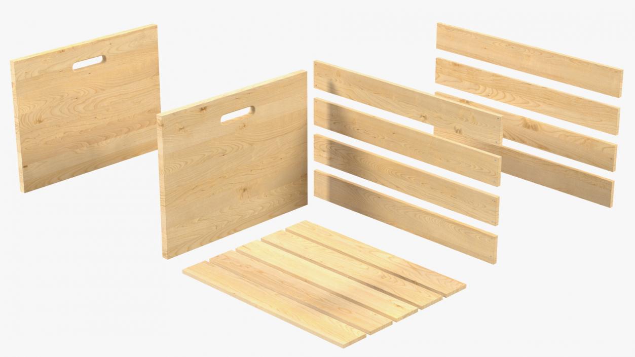 3D Large High Box of Wooden Planks