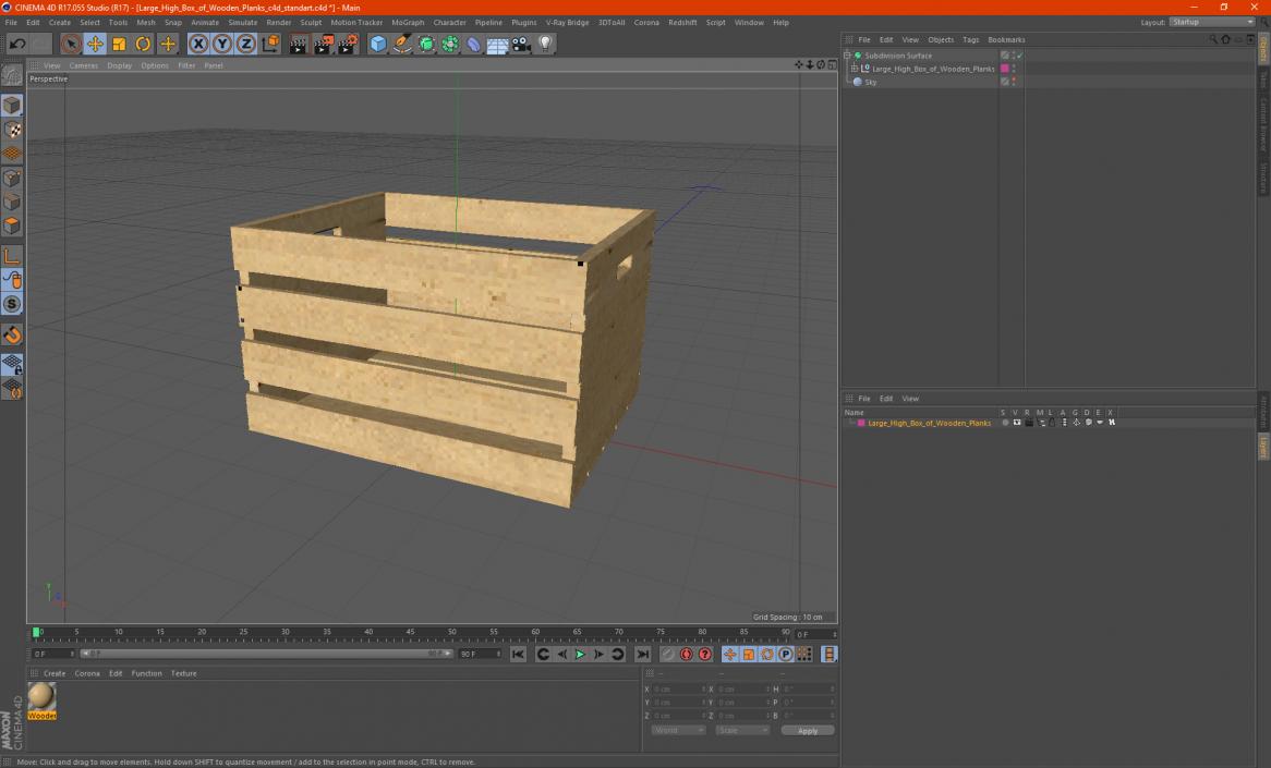 3D Large High Box of Wooden Planks