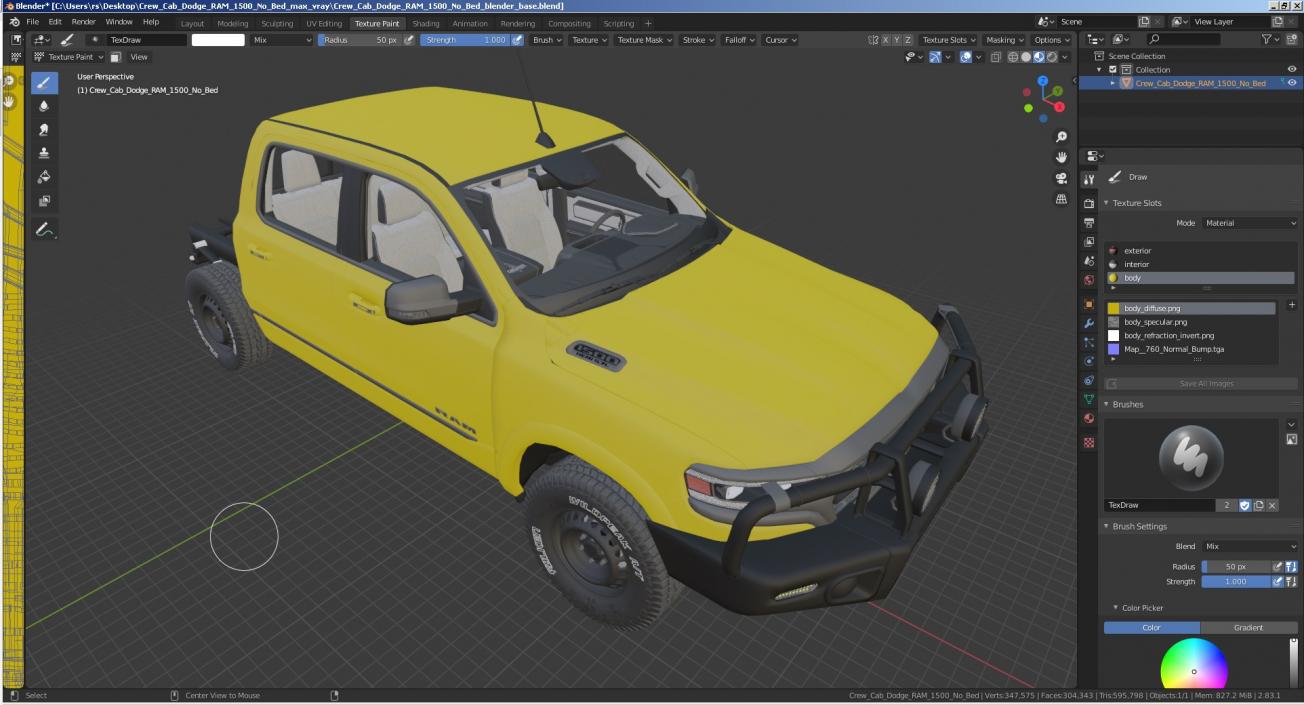 3D model Crew Cab Dodge RAM 1500 No Bed