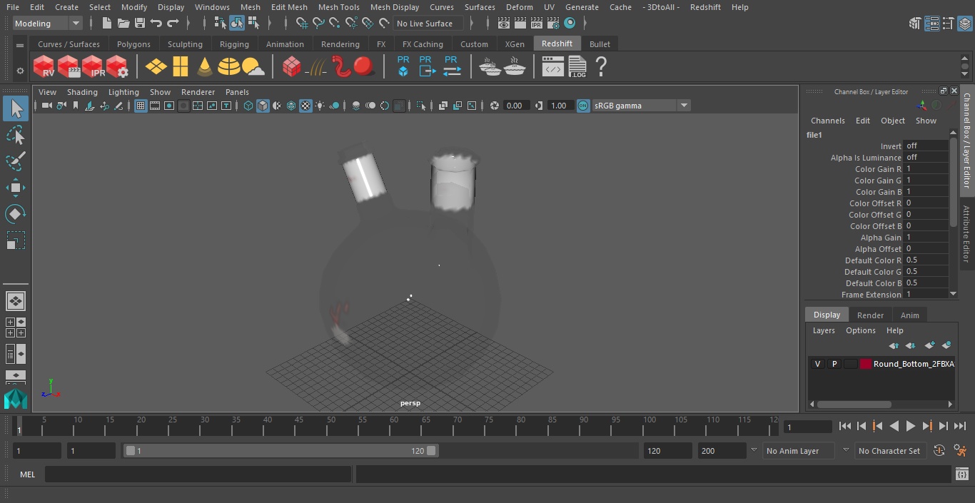 3D model Round Bottom 2-neck Flask