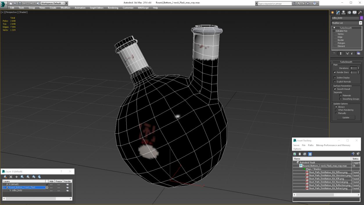 3D model Round Bottom 2-neck Flask