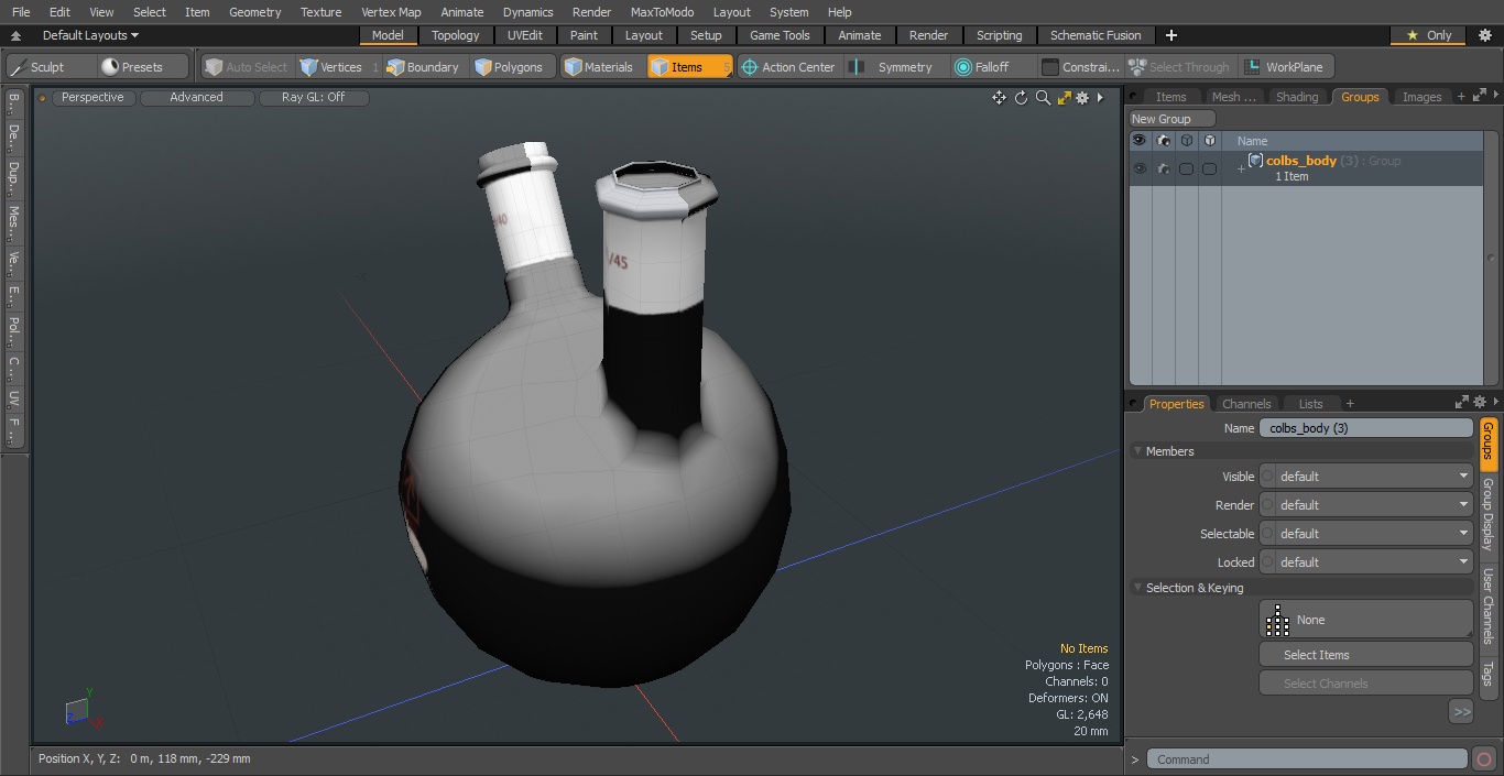 3D model Round Bottom 2-neck Flask