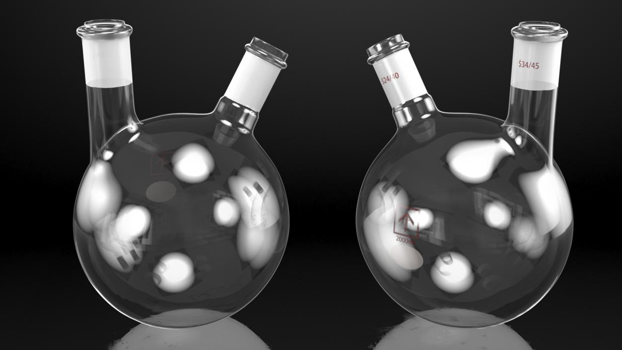 3D model Round Bottom 2-neck Flask