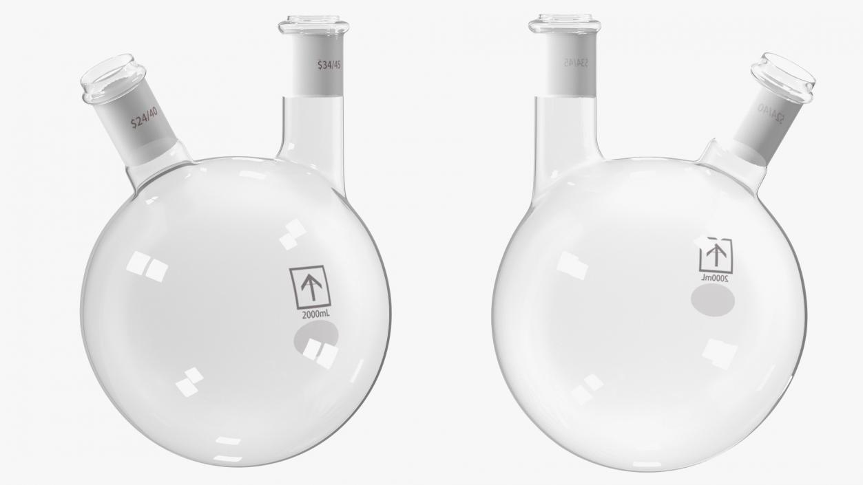 3D model Round Bottom 2-neck Flask