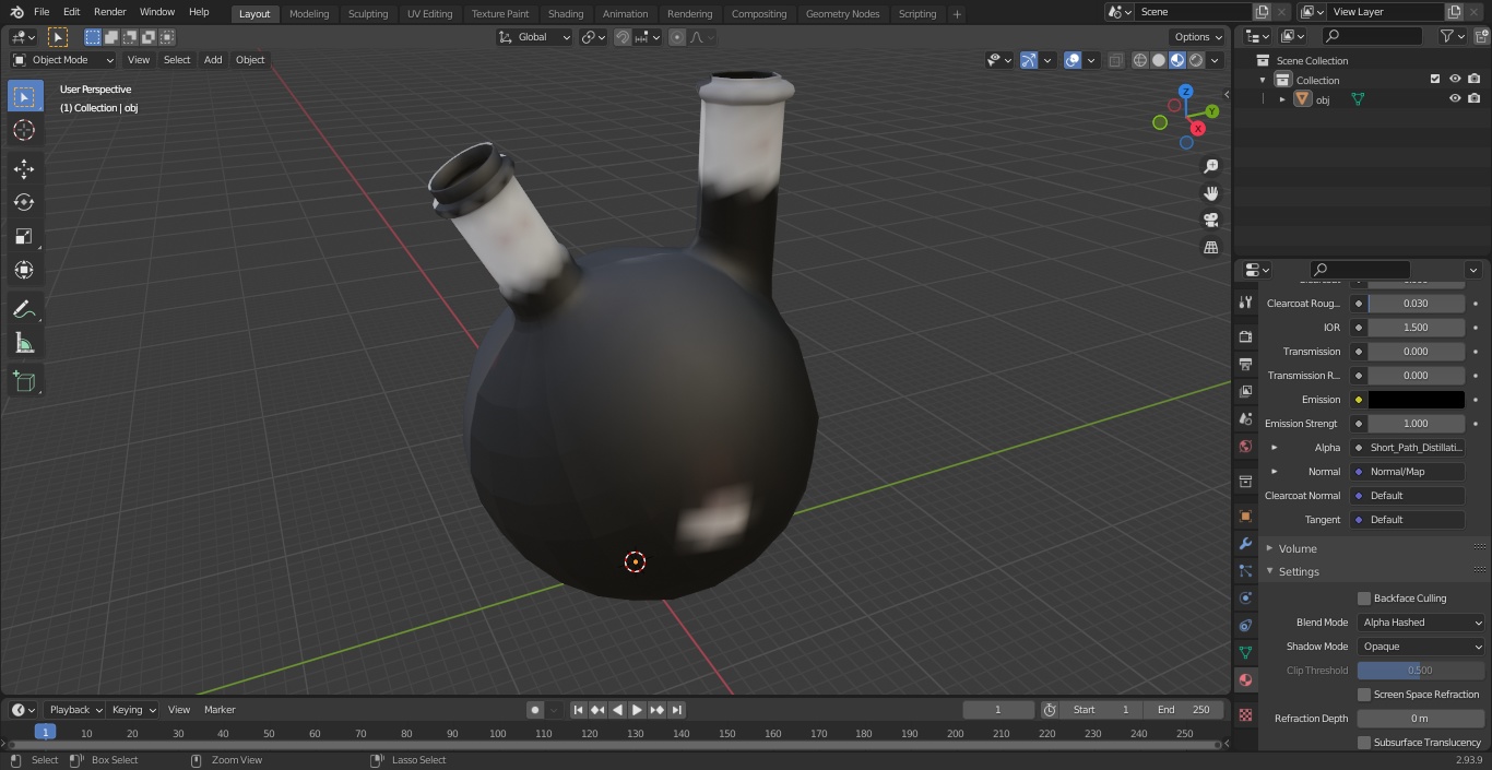 3D model Round Bottom 2-neck Flask