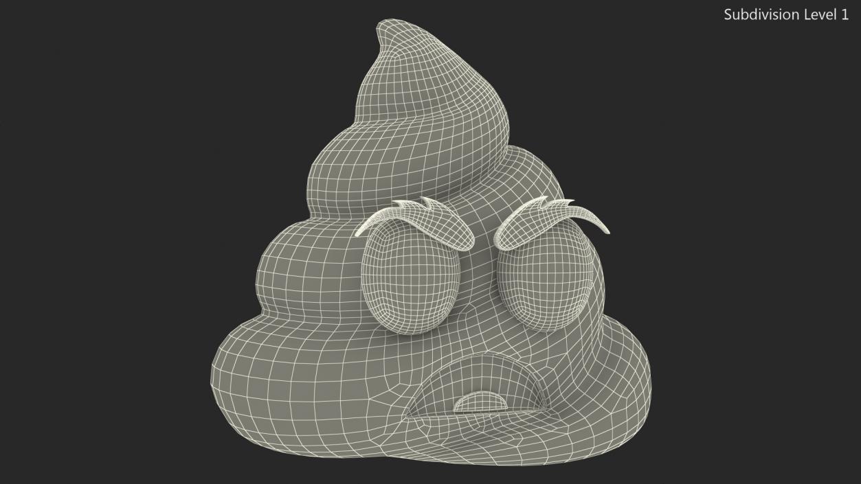 3D model Frowning Face Poop Emoji Smile