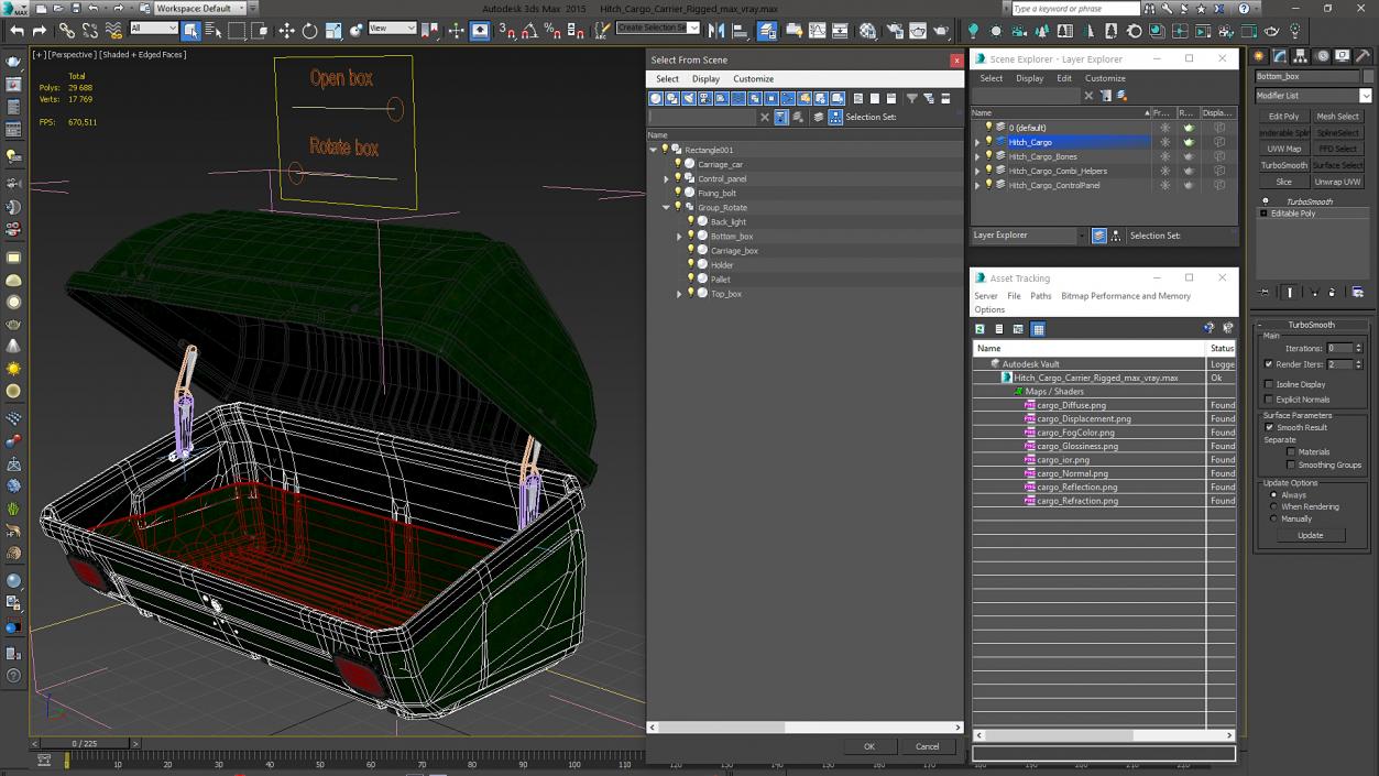 3D Hitch Cargo Carrier Rigged