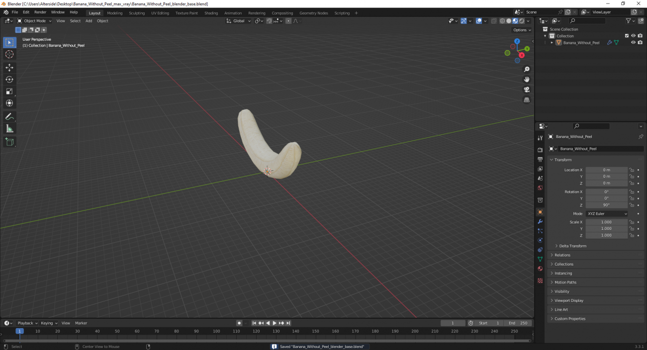 Banana Without Peel 3D model