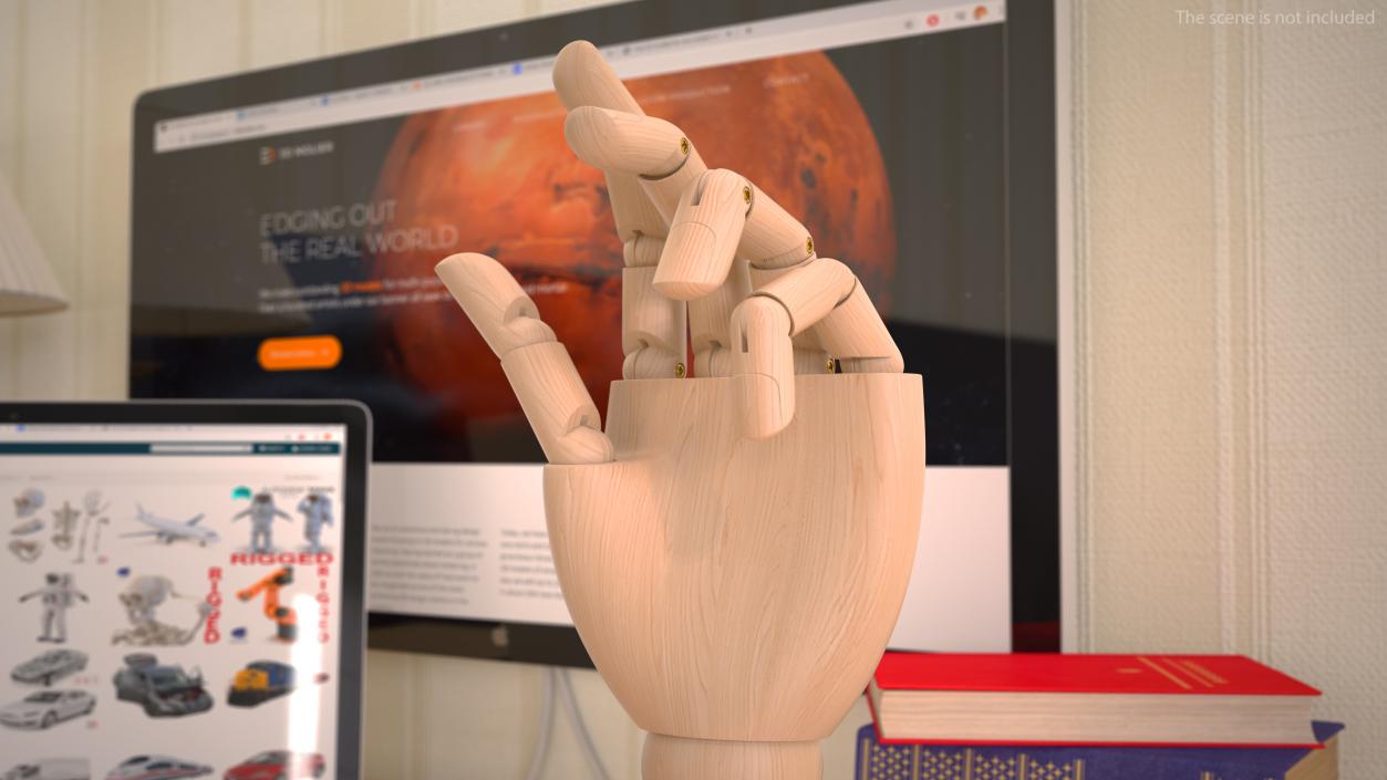 3D Wooden Drawing Hand Model Relaxed Pose model