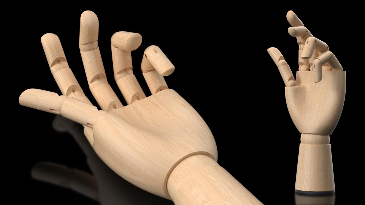 3D Wooden Drawing Hand Model Relaxed Pose model