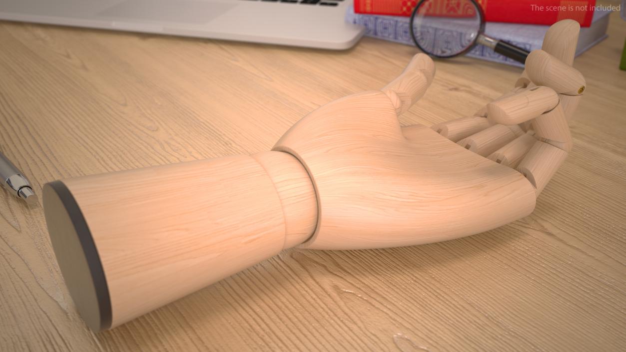 3D Wooden Drawing Hand Model Relaxed Pose model