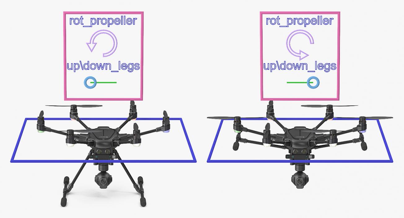 Hexacopter Yuneec Typhoon H Rigged 3D model