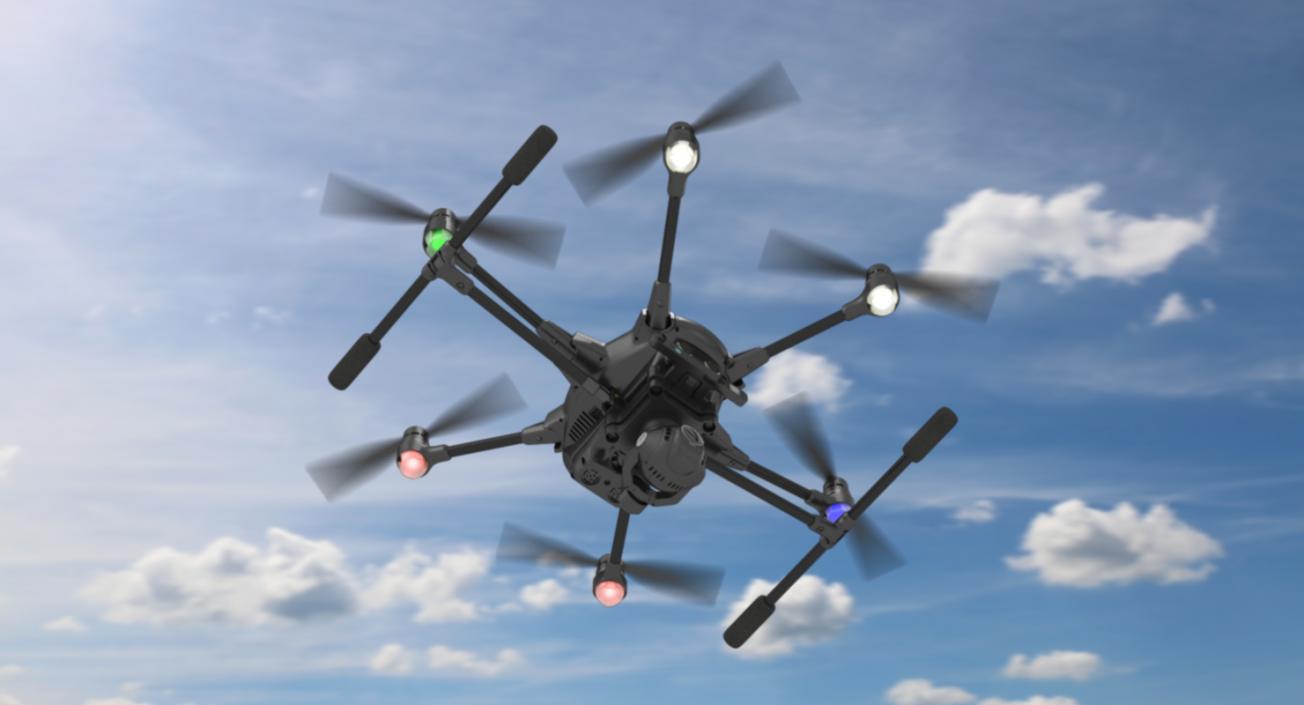 Hexacopter Yuneec Typhoon H Rigged 3D model